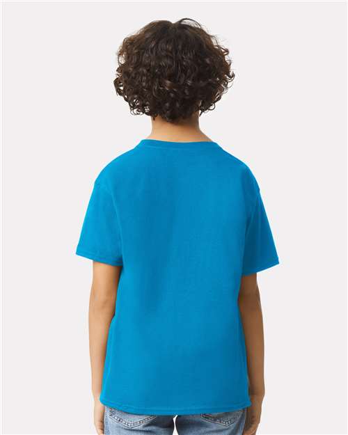 Sapphire - Gildan Youth Ultra Cotton® T-Shirt with Custom Printing Gildan Youth Ultra Cotton® T-Shirt in Sapphire, back view on model