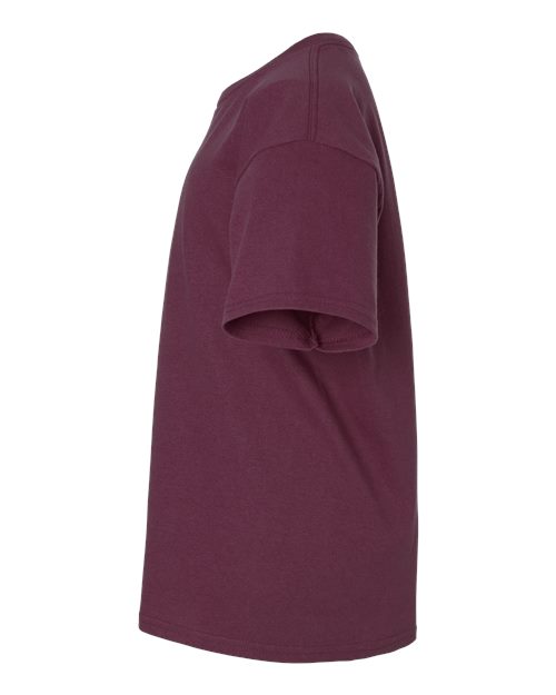 Maroon - Gildan Youth Ultra Cotton® T-Shirt with Custom Printing Gildan Youth Ultra Cotton® T-Shirt in Maroon, side view