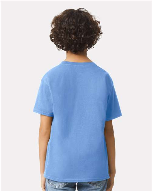 Carolina Blue - Gildan Youth Ultra Cotton® T-Shirt with Custom Printing Gildan Youth Ultra Cotton® T-Shirt in Carolina Blue, back view on model
