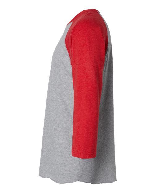 Vintage Heather/ Vintage Red - LAT 6930 Baseball Three-Quarter Sleeve Tee with Your Logo LAT Unisex Baseball Fine Jersey Three-Quarter Sleeve Tee in Vintage Heather/Vintage Red, side view
