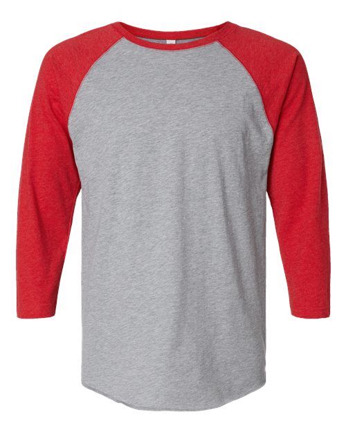 Vintage Heather/ Vintage Red - Unisex Baseball Fine Jersey Three-Quarter Sleeve Tee LAT Unisex Baseball Fine Jersey Three-Quarter Sleeve Tee in Vintage Heather/Vintage Red, front view