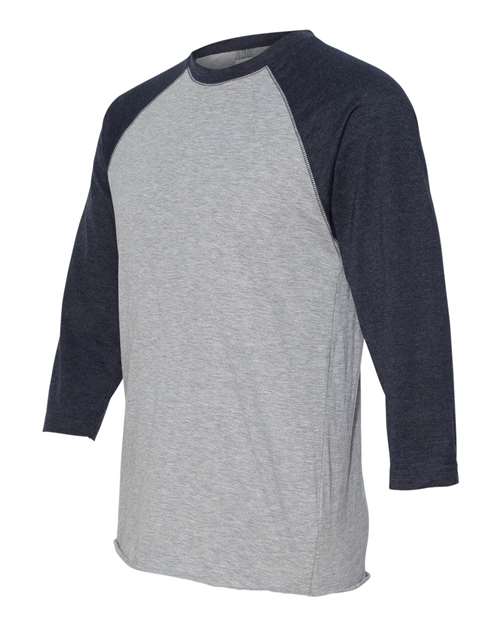 Vintage Heather/ Vintage Navy - LAT 6930 Baseball Three-Quarter Sleeve Tee with Your Logo LAT Unisex Baseball Fine Jersey Three-Quarter Sleeve Tee in Vintage Heather/Vintage Navy