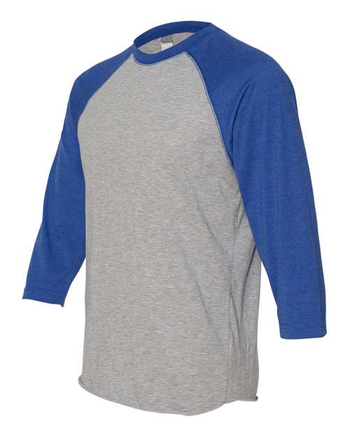 Vintage Heather/ Vintage Royal - LAT 6930 Baseball Three-Quarter Sleeve Tee with Your Logo LAT Unisex Baseball Fine Jersey Three-Quarter Sleeve Tee in Vintage Heather/Vintage Royal