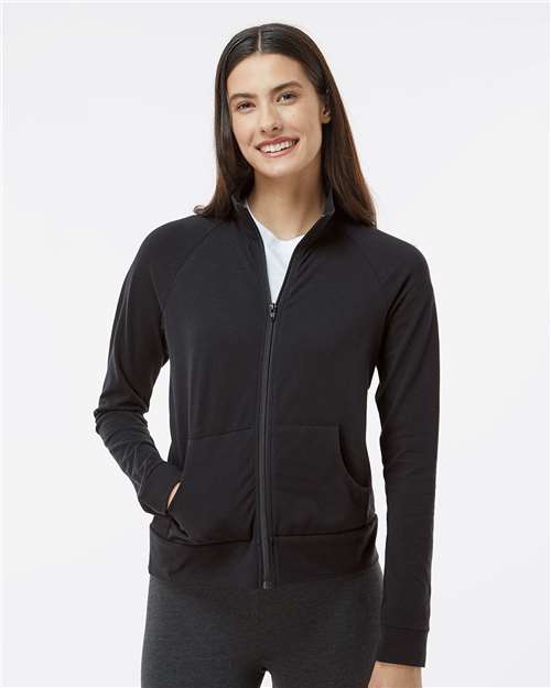 Black - Boxercraft Full-Zip Practice Jacket with Company Logo Boxercraft Women’s Full-Zip Practice Jacket in Black, front view on model