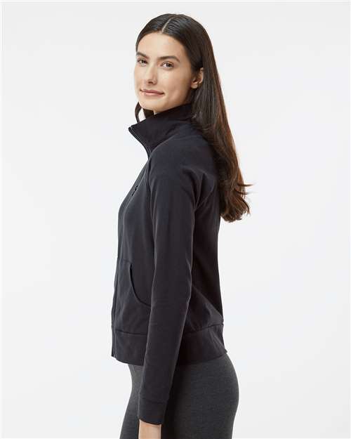 Black - Boxercraft Full-Zip Practice Jacket with Company Logo Boxercraft Women’s Full-Zip Practice Jacket in Black, side view on model
