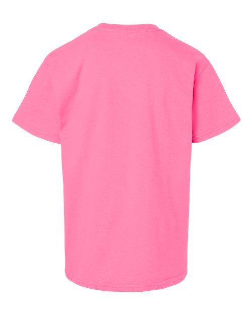 Safety Pink - Gildan Youth Ultra Cotton® T-Shirt with Custom Printing Gildan Youth Ultra Cotton® T-Shirt in Safety Pink, back view