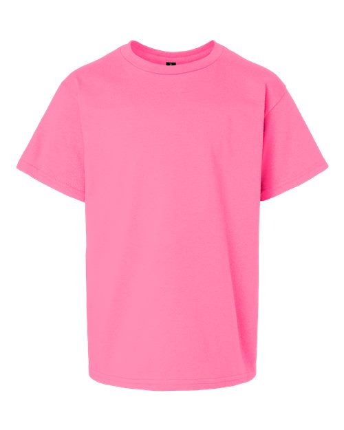 Safety Pink - Youth Ultra Cotton® T-Shirt Gildan Youth Ultra Cotton® T-Shirt in Safety Pink, front view