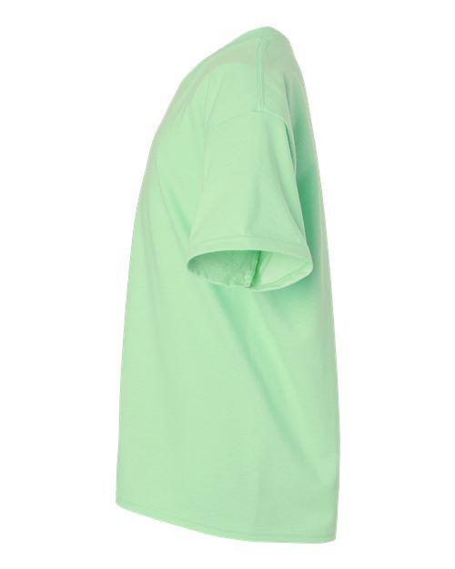Mint Green - Gildan Youth Ultra Cotton® T-Shirt with Custom Printing Gildan Youth Ultra Cotton® T-Shirt in Mint Green, side view