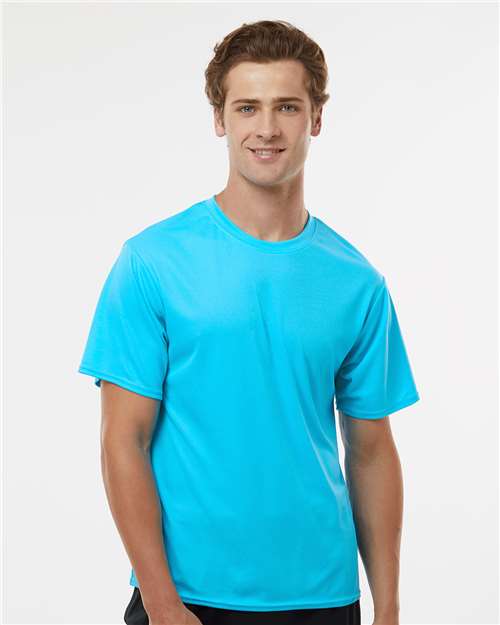 Electric Blue - C2 Sport 5100 Performance Tee with Custom Team Printing C2 Sport Performance Tee in Electric Blue, front view on model