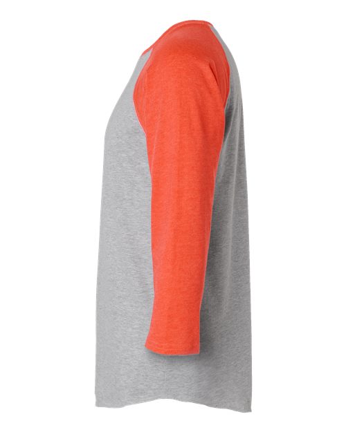 Vintage Heather/ Vintage Orange - LAT 6930 Baseball Three-Quarter Sleeve Tee with Your Logo LAT Unisex Baseball Fine Jersey Three-Quarter Sleeve Tee in Vintage Heather/Vintage Orange, side view