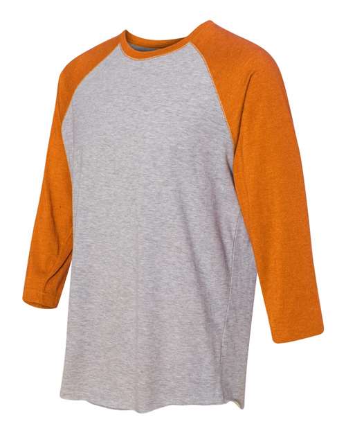 Vintage Heather/ Vintage Orange - LAT 6930 Baseball Three-Quarter Sleeve Tee with Your Logo LAT Unisex Baseball Fine Jersey Three-Quarter Sleeve Tee in Vintage Heather/Vintage Orange