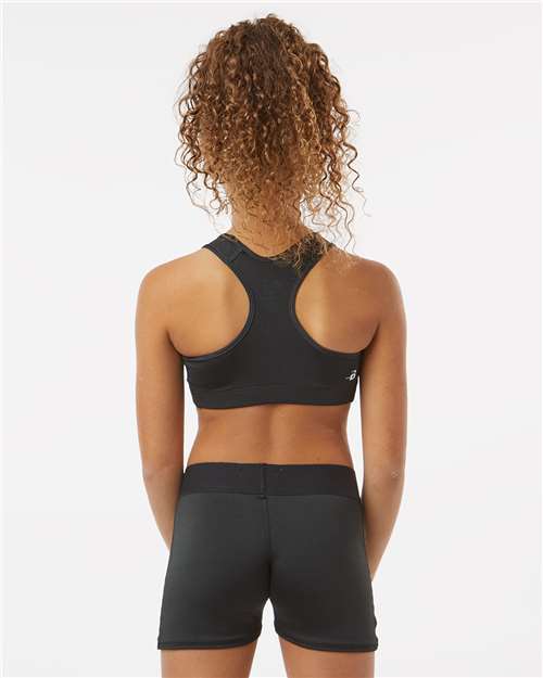 Black - Badger Girls' B-Sport Bra Top with Custom Logo Printing Badger Girls' B-Sport Bra Top in Black, back view on model