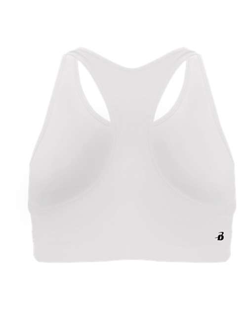 White - Badger Girls' B-Sport Bra Top with Custom Logo Printing Badger Girls' B-Sport Bra Top in White, back view
