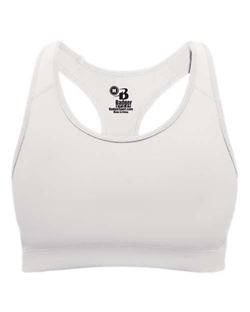 White - Girls' B-Sport Bra Top Badger Girls' B-Sport Bra Top in White, front view