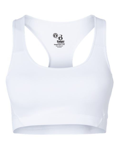 White - Women's B-Sport Bra Top Badger Women's B-Sport Bra Top in White, front view