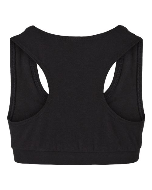 Black - Boxercraft Girls Sports Bra with Custom Logo Print Boxercraft Girls Sports Bra in Black, back view