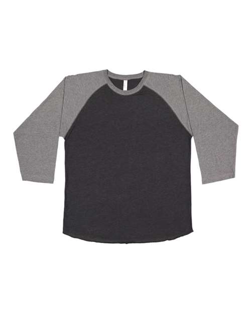 Vintage Smoke/ Granite Heather - LAT 6930 Baseball Three-Quarter Sleeve Tee with Your Logo LAT Unisex Baseball Fine Jersey Three-Quarter Sleeve Tee in Vintage Smoke/Granite Heather