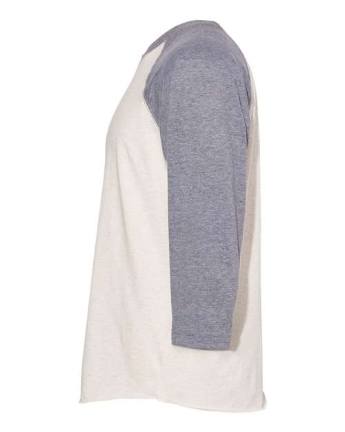 Natural Heather/ Granite Heather - LAT 6930 Baseball Three-Quarter Sleeve Tee with Your Logo LAT Unisex Baseball Fine Jersey Three-Quarter Sleeve Tee in Natural Heather/Granite Heather, side view
