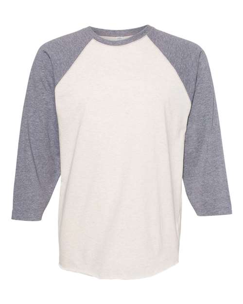 Natural Heather/ Granite Heather - Unisex Baseball Fine Jersey Three-Quarter Sleeve Tee LAT Unisex Baseball Fine Jersey Three-Quarter Sleeve Tee in Natural Heather/Granite Heather, front view