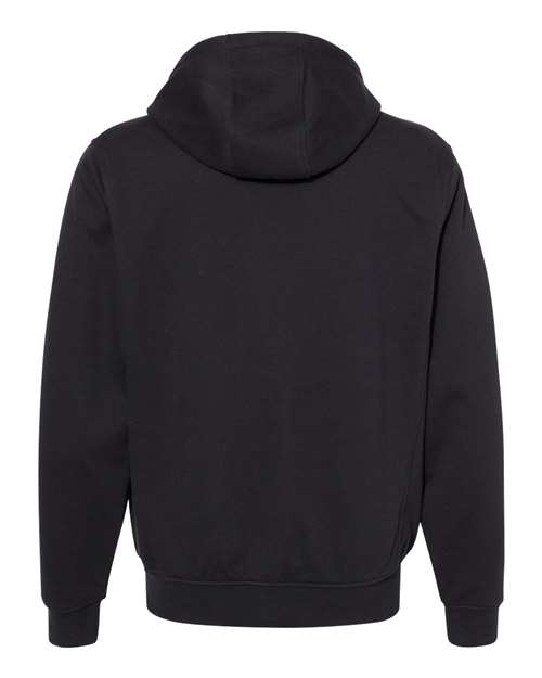 Black - DRI DUCK 7040 Men's Work Jacket with Logo Embroidery DRI DUCK Men's Bateman Bonded Power Fleece 2.0 Full-Zip Jacket in Black, back view