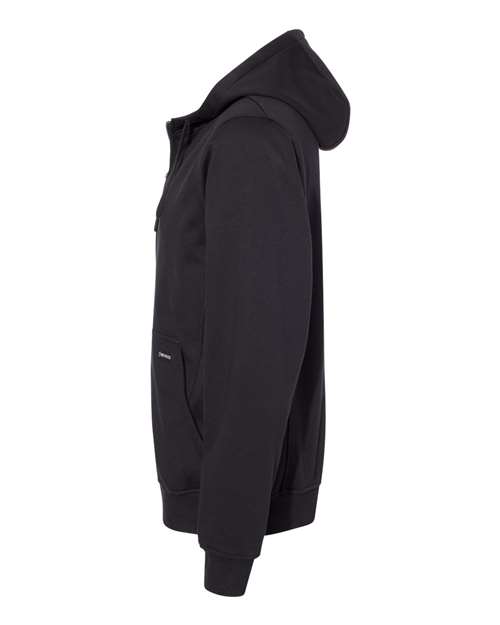 Black - DRI DUCK 7040 Men's Work Jacket with Logo Embroidery DRI DUCK Men's Bateman Bonded Power Fleece 2.0 Full-Zip Jacket in Black, side view