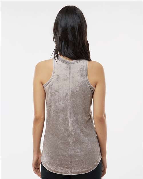 Cement - J. America 8117 Women's Tank Top with Custom Logo Printing J. America Women’s Tank Top in Cement, back view on model