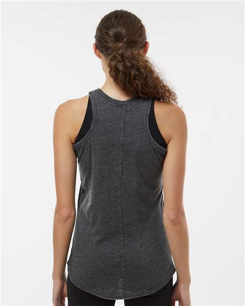 Dark Smoke - J. America 8117 Women's Tank Top with Custom Logo Printing J. America Women’s Tank Top in Dark Smoke, back view on model