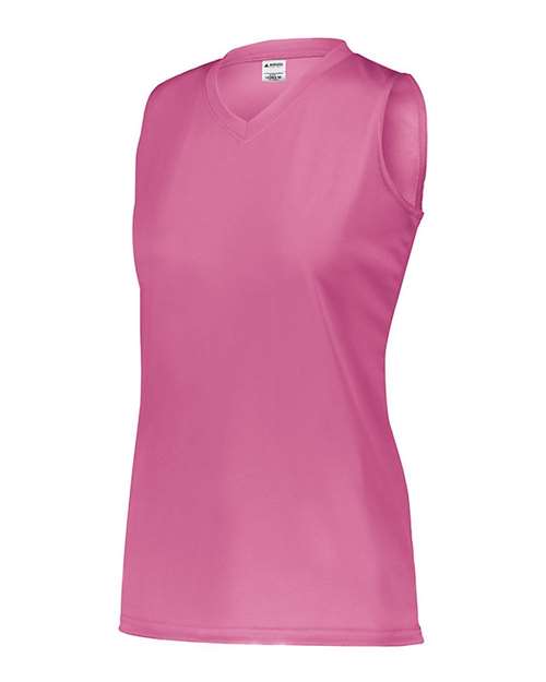 Electric Pink - Augusta Sportswear Women's Attain Jersey with Custom Logo Augusta Sportswear Women's Sleeveless Wicking Attain Jersey in Electric Pink