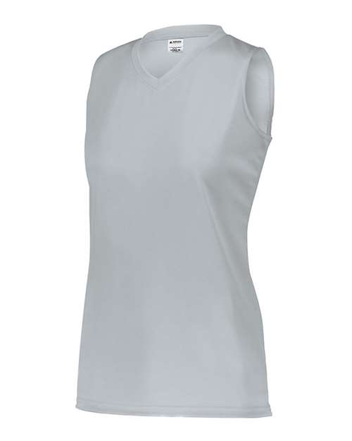 Silver - Augusta Sportswear Women's Attain Jersey with Custom Logo Augusta Sportswear Women's Sleeveless Wicking Attain Jersey in Silver
