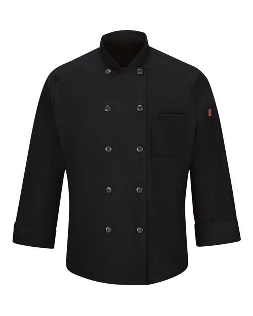 Black - Mimix™ Chef Coat with OilBlok Chef Designs Mimix™ Chef Coat with OilBlok in Black, front view