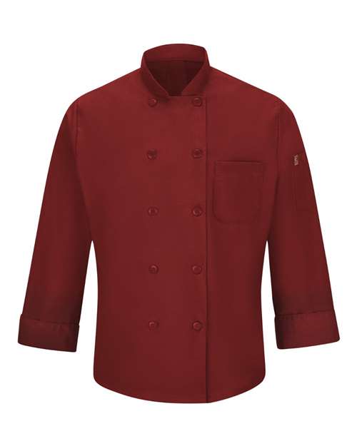 Fireball Red - Mimix™ Chef Coat with OilBlok Chef Designs Mimix™ Chef Coat with OilBlok in Fireball Red, front view
