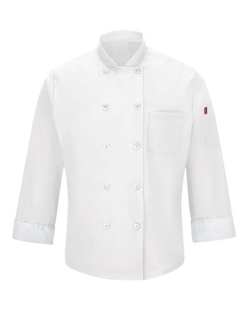White - Mimix™ Chef Coat with OilBlok Chef Designs Mimix™ Chef Coat with OilBlok in White, front view
