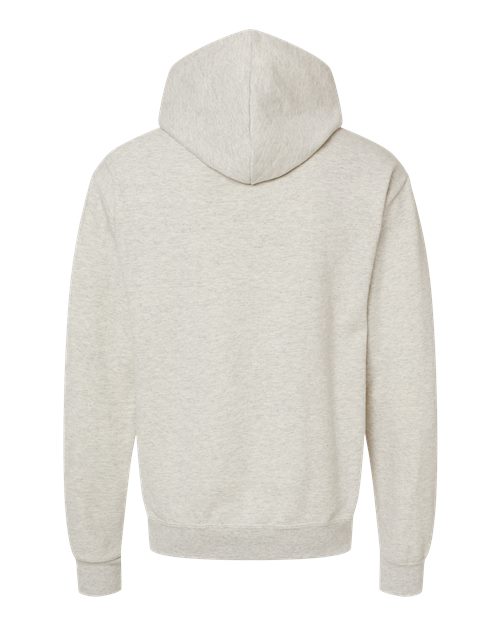 Oatmeal Heather/ White - JERZEES 98CR Hoodie with Custom Company Logo Decoration JERZEES Unisex NublendĀ® Billboard Hooded Sweatshirt in Oatmeal Heather/White, back view