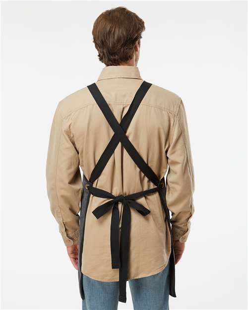 Charcoal/ Black - DRI DUCK 1500 Workman's Apron with Logo Embroidery DRI DUCK Workman's Apron in Charcoal/Black, back view on model