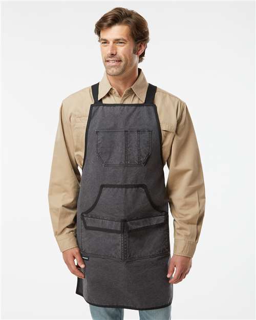 Charcoal/ Black - DRI DUCK 1500 Workman's Apron with Logo Embroidery DRI DUCK Workman's Apron in Charcoal/Black, front view on model