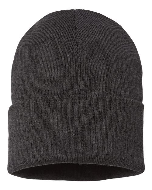 Black - Atlantis Sustainable Beanie with Company Logo Embroidery Atlantis Headwear Sustainable Beanie in Black, back view