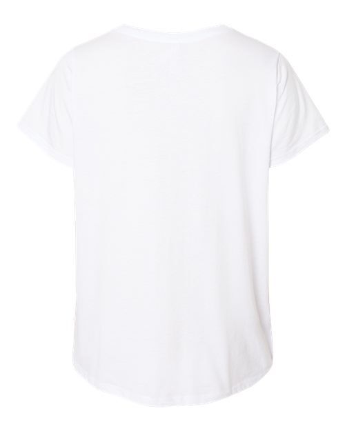 Blended White - LAT 3817 Curvy Collection V-Neck Tee with Printed Logo LAT Women's Curvy Collection Fine Jersey V-Neck Tee in Blended White, back view