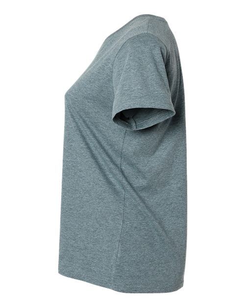 Ice Blackout - LAT 3817 Curvy Collection V-Neck Tee with Printed Logo LAT Women's Curvy Collection Fine Jersey V-Neck Tee in Ice Blackout, side view