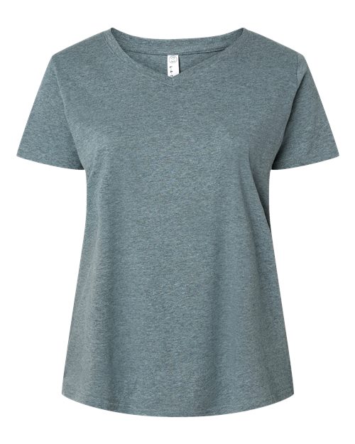 Ice Blackout - Women's Curvy Collection Fine Jersey V-Neck Tee LAT Women's Curvy Collection Fine Jersey V-Neck Tee in Ice Blackout, front view