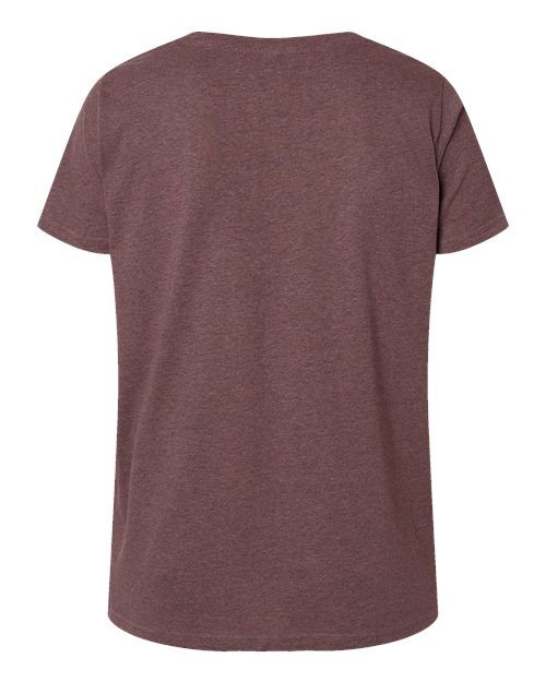 Sangria Blackout - LAT 3817 Curvy Collection V-Neck Tee with Printed Logo LAT Women's Curvy Collection Fine Jersey V-Neck Tee in Sangria Blackout, back view