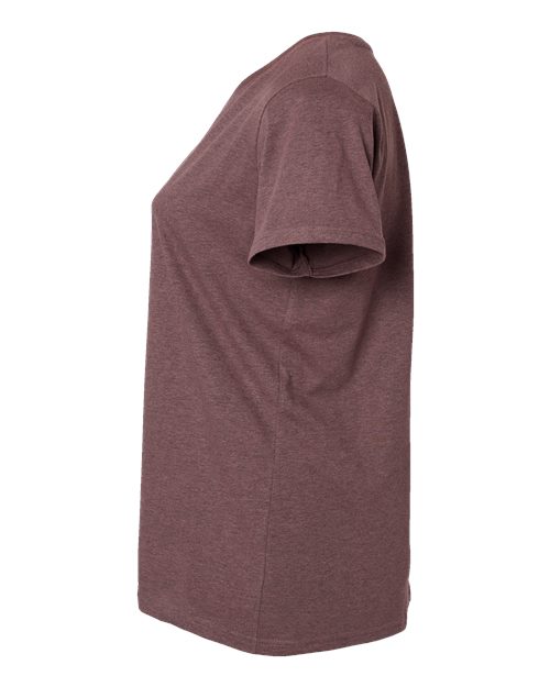 Sangria Blackout - LAT 3817 Curvy Collection V-Neck Tee with Printed Logo LAT Women's Curvy Collection Fine Jersey V-Neck Tee in Sangria Blackout, side view