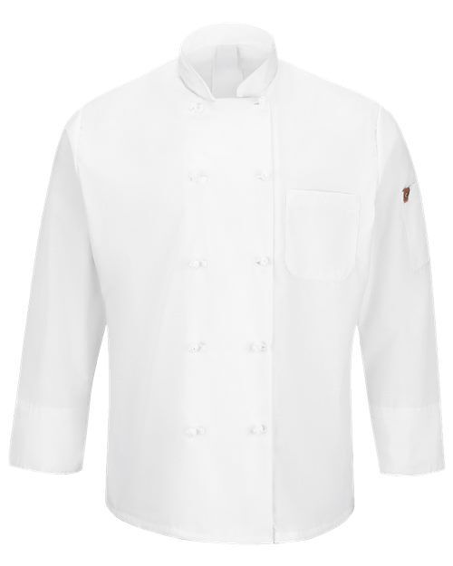 Chef Designs 044X Chef Coat with Custom Logo Embroidery Chef Designs Mimix™ Ten Knot Button Chef Coat with OilBlok