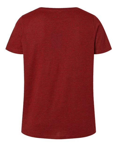 Cardinal Blackout - LAT 3817 Curvy Collection V-Neck Tee with Printed Logo LAT Women's Curvy Collection Fine Jersey V-Neck Tee in Cardinal Blackout, back view