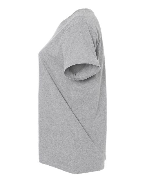 Heather - LAT 3817 Curvy Collection V-Neck Tee with Printed Logo LAT Women's Curvy Collection Fine Jersey V-Neck Tee in Heather, side view