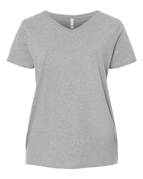 Heather - Women's Curvy Collection Fine Jersey V-Neck Tee LAT Women's Curvy Collection Fine Jersey V-Neck Tee in Heather, front view