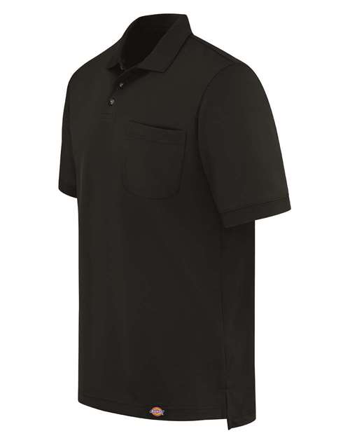 Black - Dickies Men's Perf. S/S With Pocket with Logo Embroidery Dickies Men's Performance Short Sleeve Work Shirt With Pocket in Black