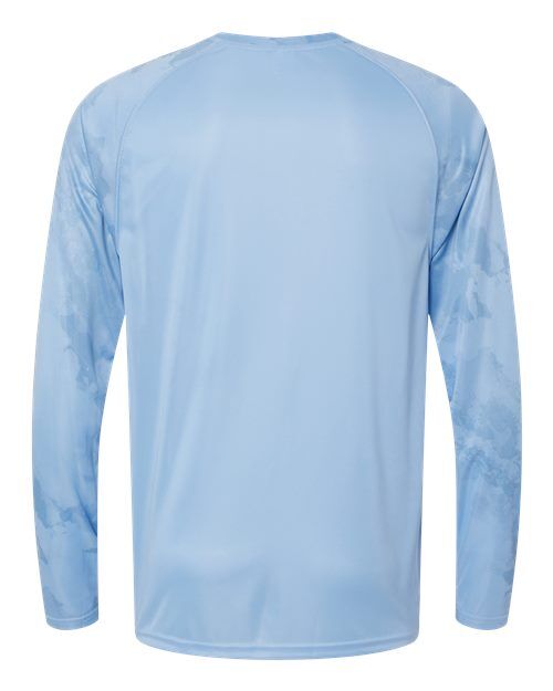 Blue Mist - Paragon 228 T-Shirt with Custom Company Logo Printing Paragon Unisex Cabo Camo Performance Long Sleeve T-Shirt in Blue Mist, back view