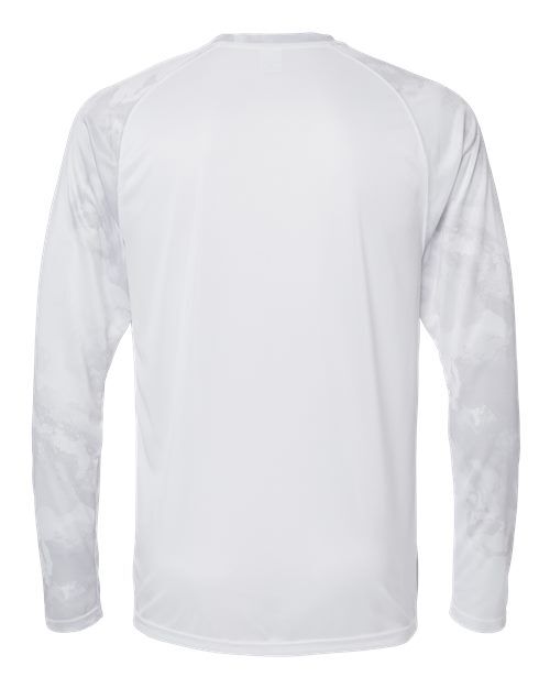 White - Paragon 228 T-Shirt with Custom Company Logo Printing Paragon Unisex Cabo Camo Performance Long Sleeve T-Shirt in White, back view
