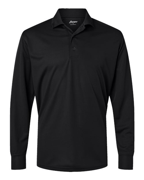 Black - Men's Prescott Long Sleeve Polo Paragon Polo in Black, front view