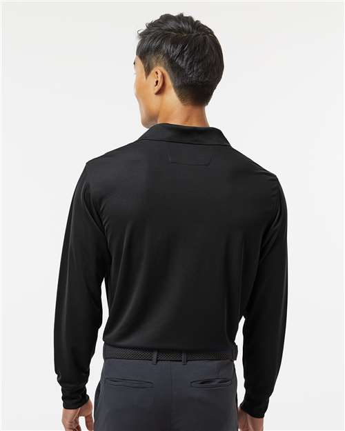 Black - Paragon 110 Polo with Custom Company Logo Embroidery Paragon Polo in Black, back view on model